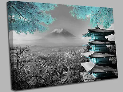 £18.99 • Buy Japanese Temple Duck Egg Blue Canvas Wall Art Picture Print