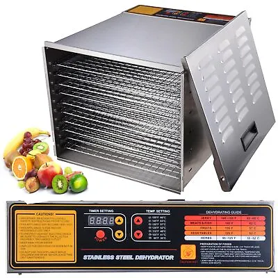 55L Commercial 10 Tray Stainless Steel Food Dehydrator Fruit Meat Jerky Dryer • $175.99