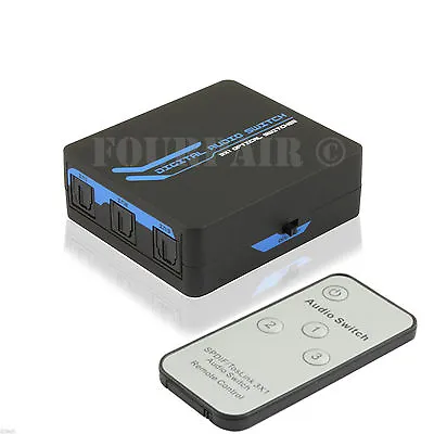 3x1 3-Port TOSLINK Optical Digital SPDIF Audio Switch Switcher Selector W/Remote • $18.95