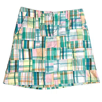 Cape Madras Skort Skirt W/ Shorts Size 6 Elizabeth Maine Plaid Green Pink Cotton • $21.99