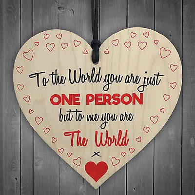 £3.99 • Buy To Me You Are The World Wooden Hanging Heart Cute Love Gift Plaque Friends Sign