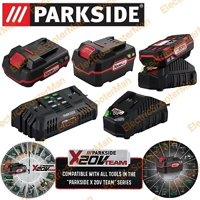 Parkside 20V 2Ah 4Ah Battery And Charger Fit All X20V Team Series Cordless Tool • £32.99