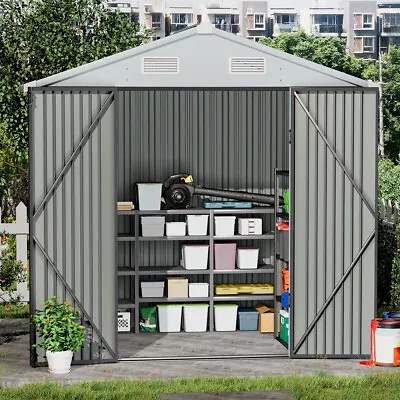 Metal Shed 10 X 12FT 10 X 10FT 8x6FT Outdoor Garden Shed Tool Bike Storage House • £399.95