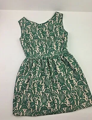Zara Green Lace Overlay Low Back Tulip Mini Dress Party Wedding Mini Size Medium • $45