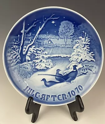 B&G Copenhagen Jule After 1970 Christmas Blue White Plate Pheasants 7” • $15