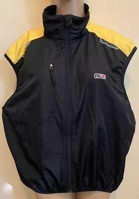 RLX Polo Sport Vest Mens XL Black/Yellow Full Zip Lightweight Windbreaker Jacket • $19.96
