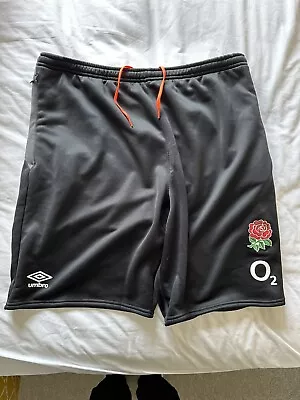 England Umbro Rugby Zip Shorts Black Men’s Large Rose • £17.99