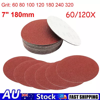 60/120PCS 7  180mm Sanding Disc 60-320 Grit Sandpaper Abrasive Sanding Paper AU • $28.89