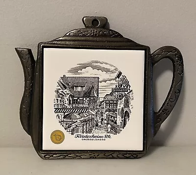 Vintage Villeroy & Boch Teapot Shape Iron Tile Trivet Rudesheim Germany • $24.99