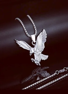 Vintage Men's Titanium Steel Eagle Pendant Necklace Jewellery Gift  • £7.99