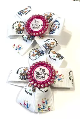 Beautiful I'm Daddy's Girl Set Of Pigtail Hair Bows For Girls. • $11.95