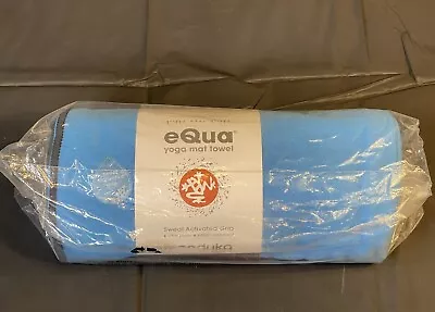 NIB Manduka EQua Yoga Mat Towel Sweat Activated Grip Blue  72  X 26.5  • $31.20