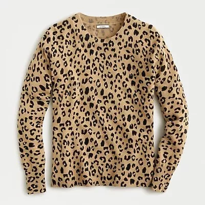 J Crew Women’s Cashmere Crew Neck Sweater Leopard Size XS • $31.49