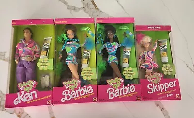 FOUR! Mattel 1991 Brunette Ken And Skipper AA Totally Hair Barbies  NRFB NEW! • $750