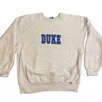 Vintage Duke University Crewneck Sweatshirt Size Mens Large Reverse Weave 80s • $26