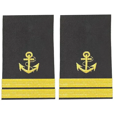 BuyStripes Mate Uniform Shoulder Board Epaulets Gold Anchor & Two Bars • $23.90