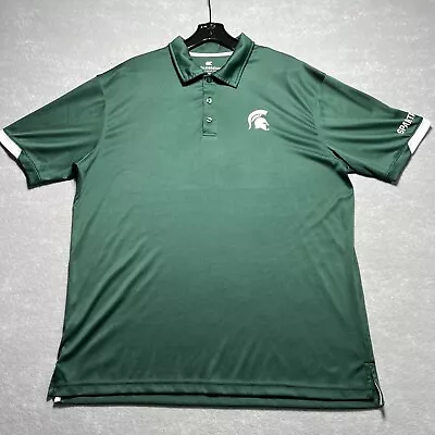 Colosseum Michigan State Spartans Green Polyester Short Sleeve Polo Men’s XL • $18.80