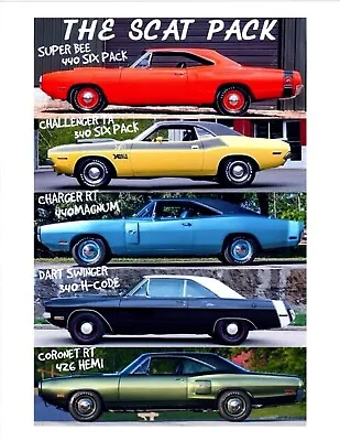 Scat Pack 1960 1970 Mopar Challenger Charger   8.5x11 Glossy Photo Reprint Ad • $5.95