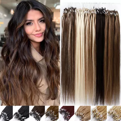 Micro Ring Beads Loop Link Remy Human Hair Extensions Highlight Ombre Thick 1g/s • $36.40