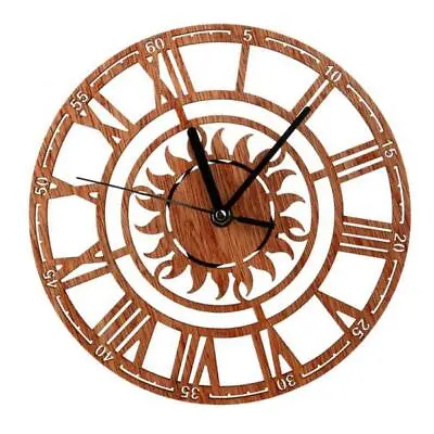 £10.43 • Buy 23cm Sun Shaped Wooden Wall Clock Battery Operated Housewarming Clocks Gift