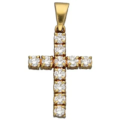 18ct Gold Diamond Pendant Cross 1.95g 25.2mm X 13.8mm - Fully Hallmarked • £320