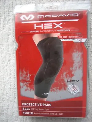 McDavid HEX Protective Black Knee Pads YOUTH Size Leg Sleeves 6446 Pair NEW! • $16.99