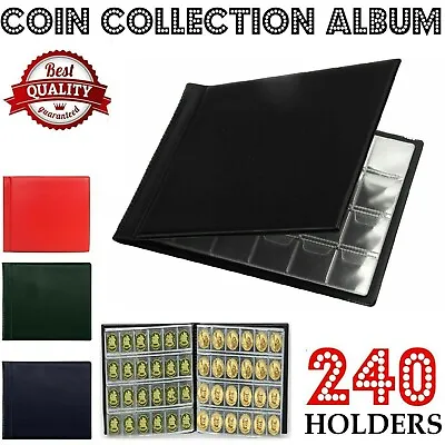 240 Coin Album Penny Money Storage Book Case Folder Holder Collection Collecting • £4.99