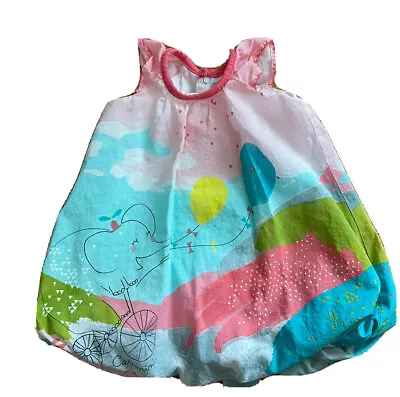 Catimini Baby Girl Size 3 Months Elephant Balloons Puff Dress France Summer • $15