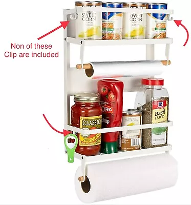 Magnetic Spice Rack For Refrigerator Multi-Tier Magnetic Shelf Fridge Organizer • $12