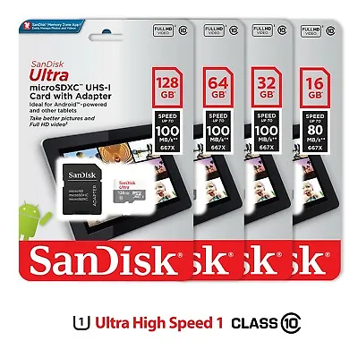 SanDisk Micro SD Card 16GB 32GB 64GB 128GB TF Class 10 Smartphone Tablet Lot • $9.95