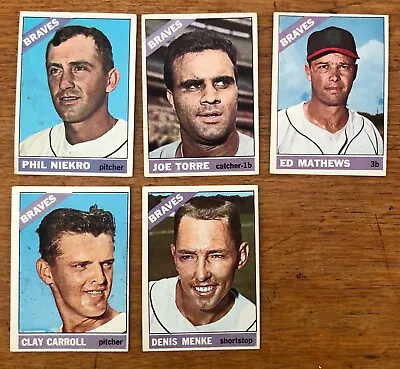 1966 Topps Team Set Atlanta Braves JOE TORRE Ed Matthews PHIL NIEKRO Clay Carrol • $5