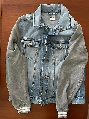 H&M Denim Jacket Size 14 Youth Grey Sleeves • $15.50
