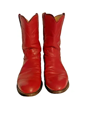 Justin Men's Red Leather Western Roper Boots 8D 11  Midcalf Style 3035 • $39