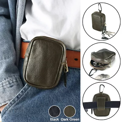 Men Leather Small Belt Bag Wallet Coin Pocket Causal Travel Waist Pack With Hook • $12.99