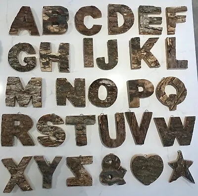 £3 • Buy Rustic Bark Wooden Tree Trunk Letters Alphabet A-Z, Wood Wall Hanging Personalis