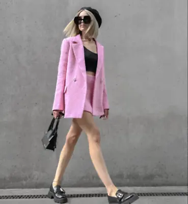 $89.99 • Buy Zara Woman Nwt Textured Blazer Oversized Neon Pink 2010/714 Xs S