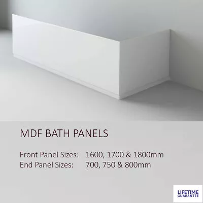 High Gloss White MDF Wooden Bath Adjustable Panel & Plinth Front End Many Sizes • £34