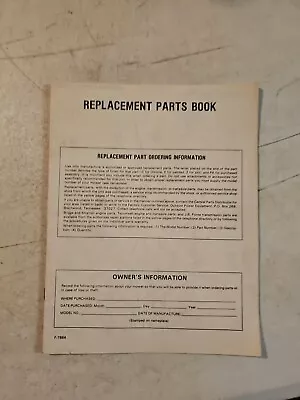 Outdoor Power Equipment MTD RIDING MOWER REPLACEMENT PARTS BOOK  • $9.45