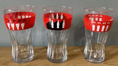 3 X Coca Cola Coke Glasses Celebrating 100 Years Of Contour Mixed Lot VGC • $49