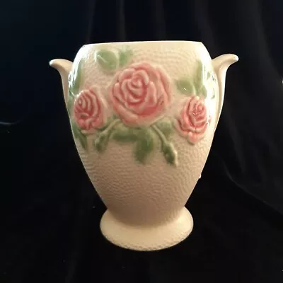 £6.99 • Buy PARK ROSE BRIDLINGTON Embossed Pink Roses Cream Textured 6.5  2 Handled Vase 
