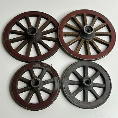 4x Vintage Metal Carriage Wheels Toy 3” & 4” Antique Lot Dollhouse Painted • $29.99