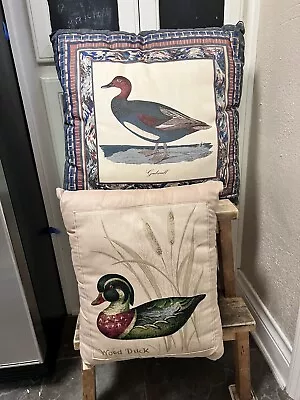 Vintage Throw Pillows Duck Pattern Print Lodge Cabin Decor • $30