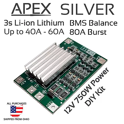 BMS 3S 40A 60A 12.6v Li-ion Lithium APEX SILVER Battery Balance Charger 12v LiPo • $10.99