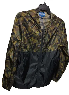 Arizona Jean Men LRG Jacket Windbreaker Camo Black Green Hoodie Full Zip Up #N7 • $29.99