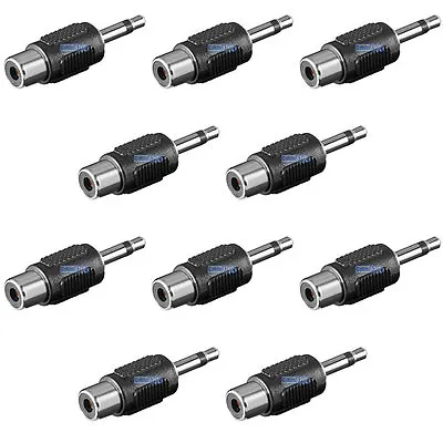 3.5mm Mono Mini Jack Plug To Phono RCA Female Socket Adapter Converter 10 PACK • £5.97