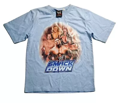 WWE RAW Smackdown Wrestling Boys Printed Short Sleeve T Shirt Size 12 Blue • $26