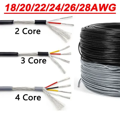 2/3/4 Core Shielded Wire 18/20/22/24/26/28AWG Audio Headphone Signal Cable • £1.19