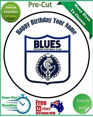 Carlton FC Icing Edible Birthday Party Cake Decoration Topper Round Image • $12.50