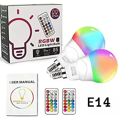 2x Colour Changing RGB LED Light Bulbs E14 Remote Control Party Disco Lamp • £9.95