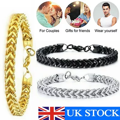 Men's Stainless Steel Curb Cuban Link Chain Bracelet Bangle Party Totem Jewelry • £3.99